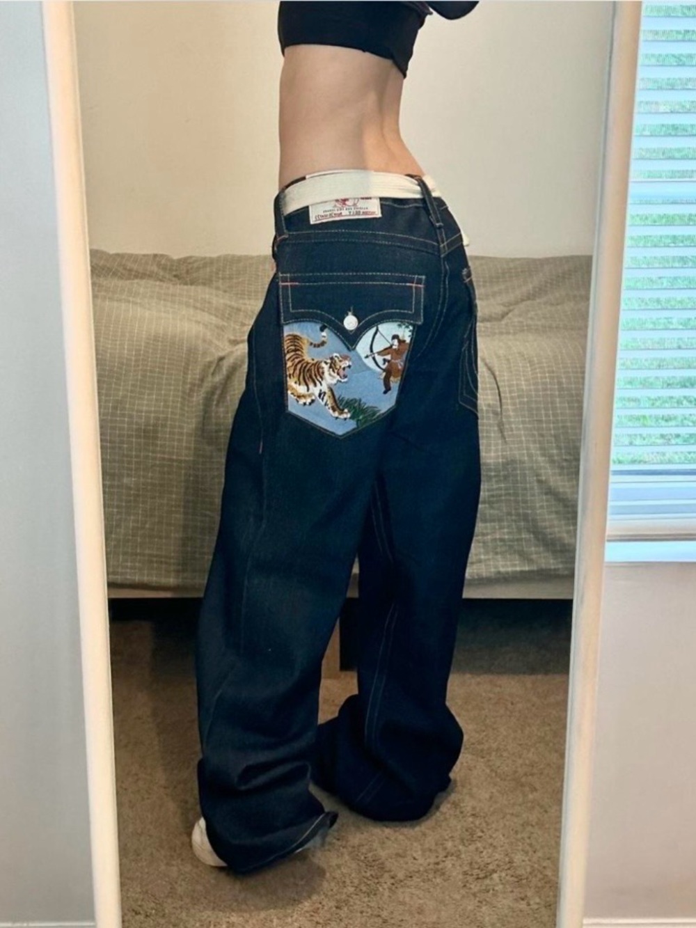 Vintage Y2K True Religion Billy Baggy Jeans Tiger Warrior Embroidered